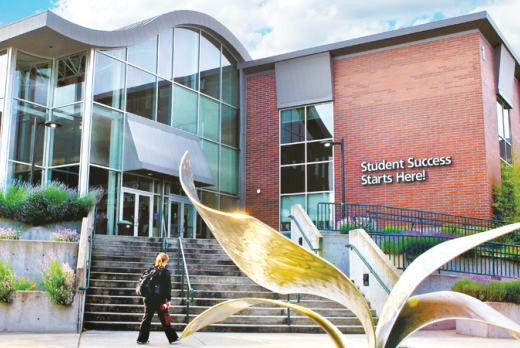 Building 1 with a sign that reads "Student Success starts here"