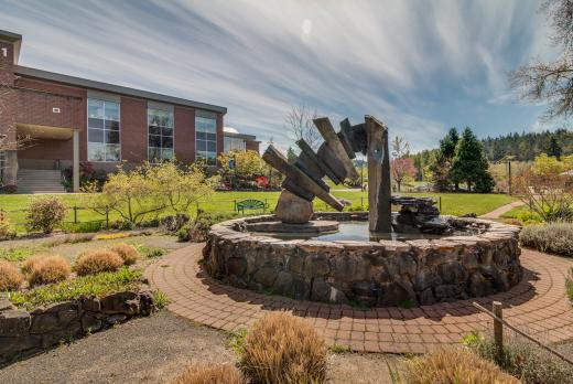 West Entrance Garden fountain, LCC main campus