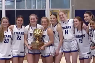 LCC Womens Basketball with NWAC Championship Trophy