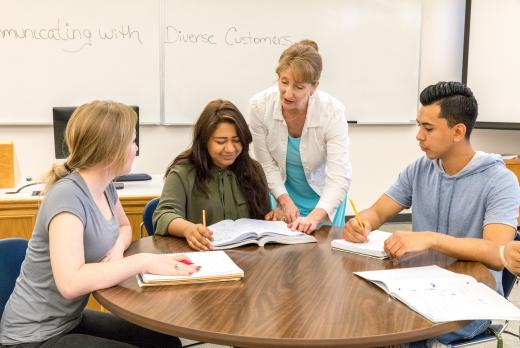 business instructor teaching students diversity and communications