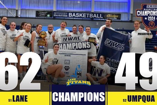 Lane Titans Women's Basketball wins NWAC Championship over Umpqua, 62-49