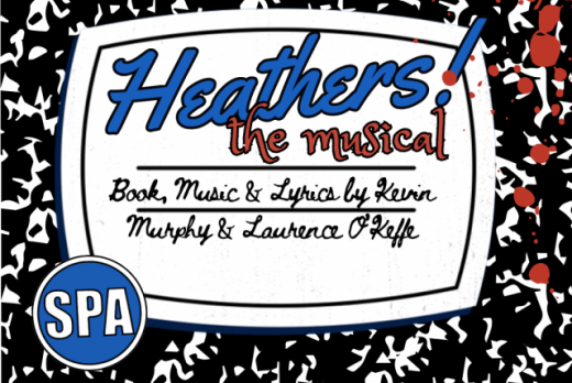 Heathers the musical logo on a notebook cover