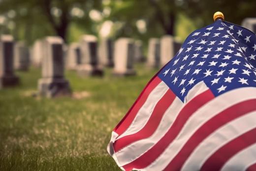 American flag in cemetary