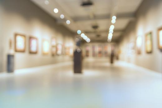 Abstract Blur Defocus Background Lobby of Modern Art Gallery Museum or Showroom exhibit Picture or Painting with Light Bokeh as Modern Urban Lifestyle