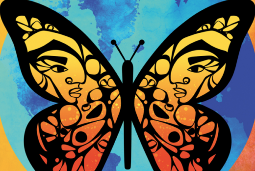 Butterfly on colorful background