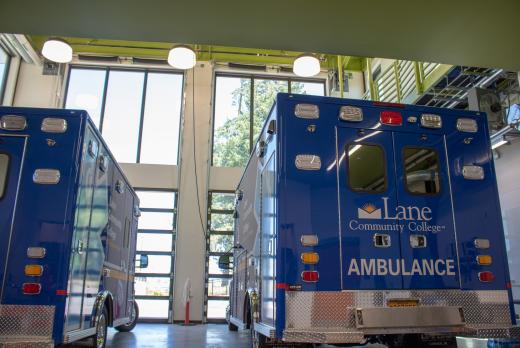 LCC ambulances for the EMS program parked in Building 32