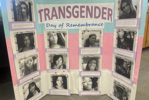 Gender Equity Center Display showing 14 different transgender people in Oregon who have been killed
