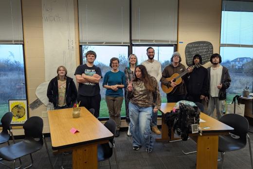 Kalapuya High School students in a Behavioral Health Class pose with their instructor, Casey Reid
