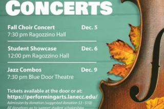 2019 Fall Music Concerts flyer