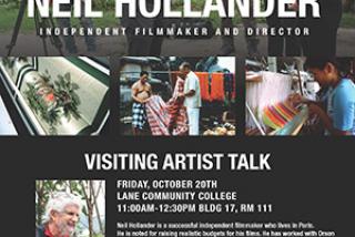 image of event poster with Neil Hollander and multiple scenes