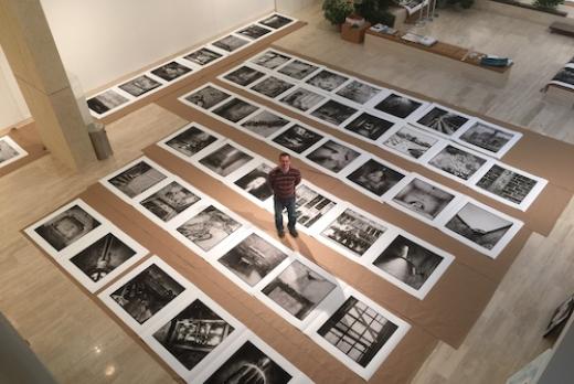 Erik Kunsman with his work