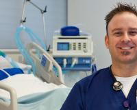 Health care worker in medical room