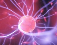 red and blue plasma ball lamp