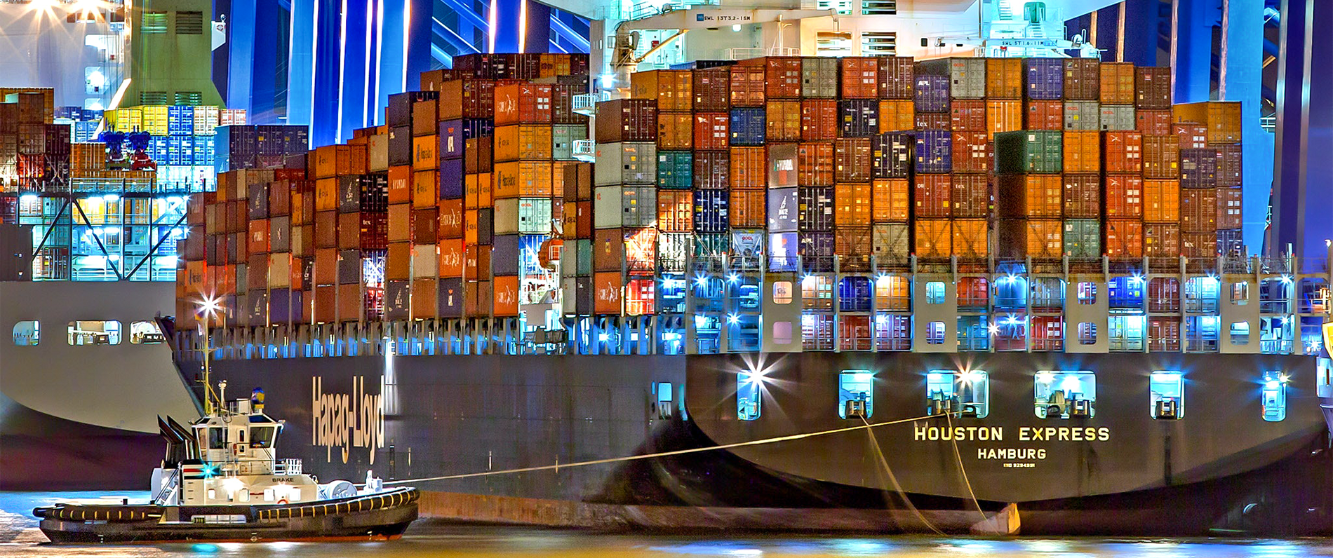 thousands of containers on a container ship