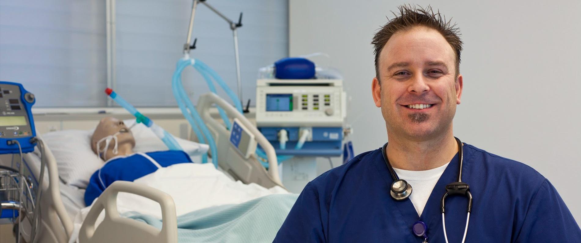 Health care worker in medical room