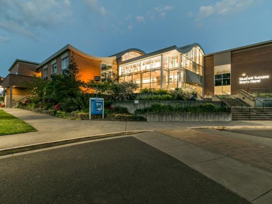photo of Building 1 on Main Campus early evening