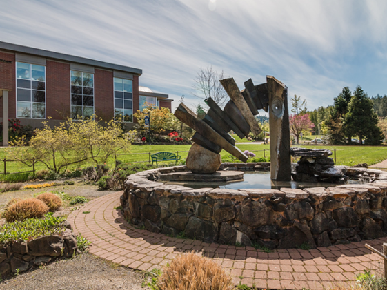 Fountain by Building 1 on main campus