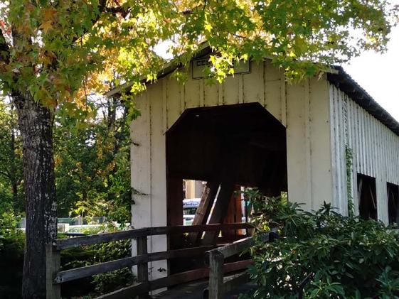 A covered bridge in Cottage Grove