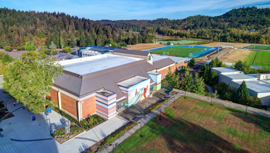 Aerial view of the lane campus and surrounding sports fields