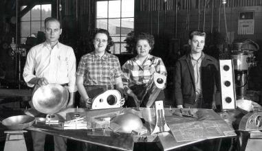 male and female aviation maintenance students in the 1940s