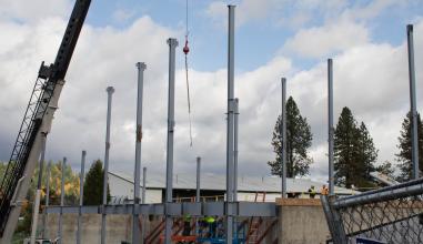 ITEC building site with emphasis on exposed new beams