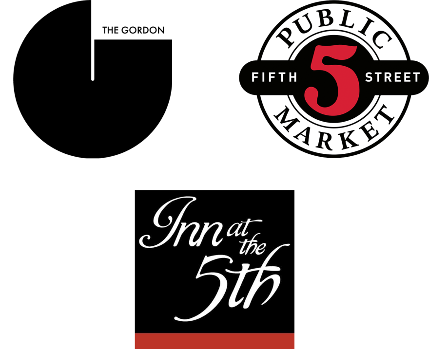 The logos for 5th street, Inn at the 5th, and The Gordon
