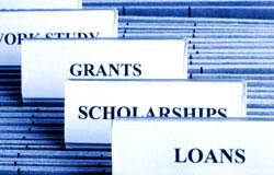 photo of file folders with tabs for different kinds of financial aid