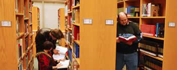 students in library