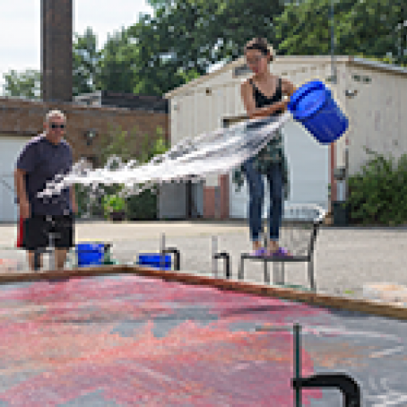 image of artist in residence, Hong Hong creating a project