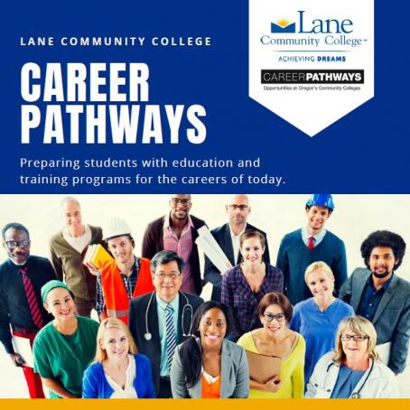 Career Pathways flyer image, people in uniform of varying career trades
