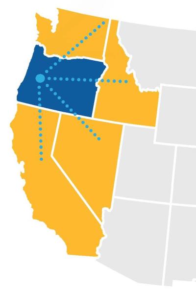 a map for Oregon residency showing that bordering states qualify for in-state tuition