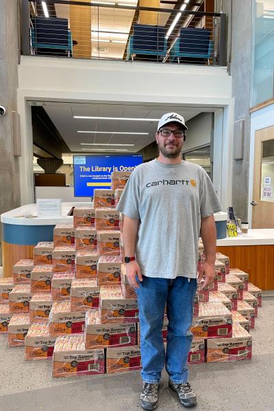 an instant ramen display that shows how much students save with OER