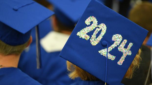 a graduation cap with the year 2024 decorated on it