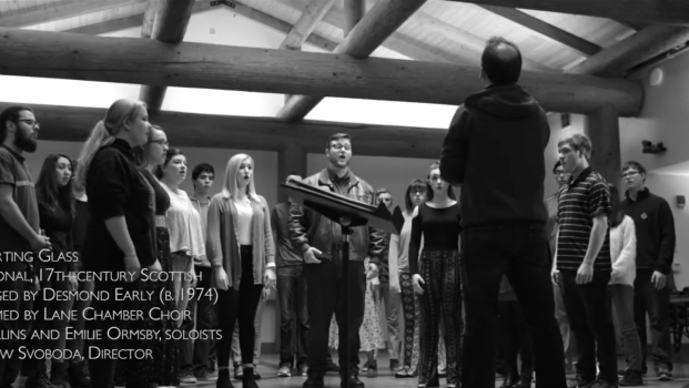 music students performing in a choir in the Longhouse